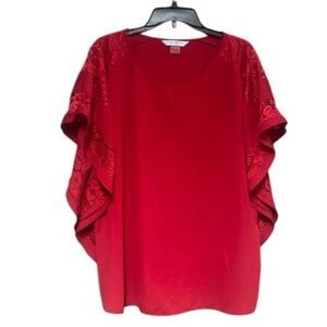 Peter Nygard Bold Red Butterfly Blouse